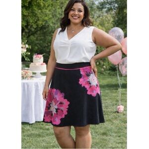 Lane Bryant Floral A Line Mini‎ Skirt